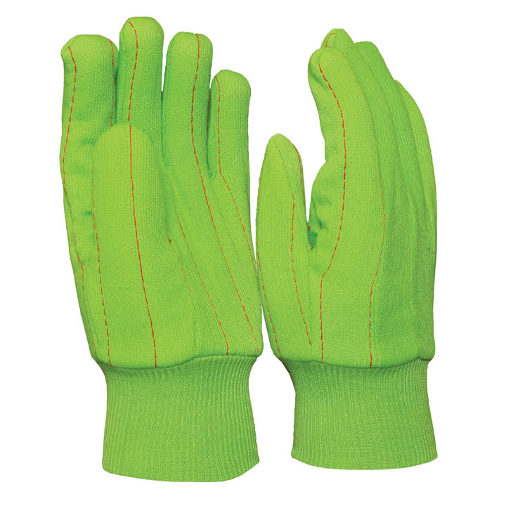 100% Cotton Drill Green Double Palm Gloves 14 oz to 24 oz for men straight thumb