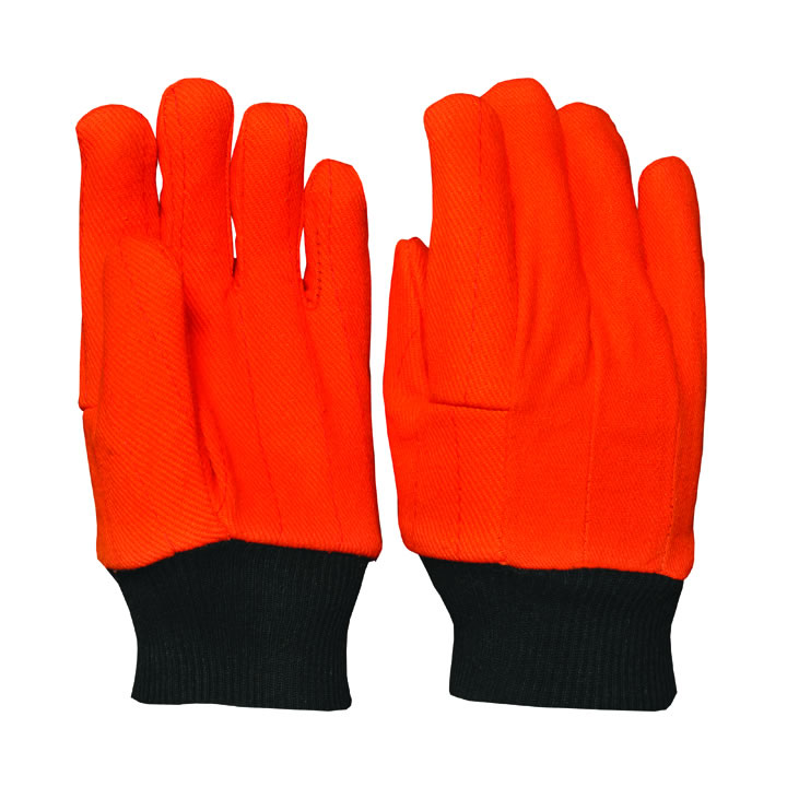 100% Cotton Drill Orange Double Palm Gloves Straight Thumb 14 0z to 24 oz size standard