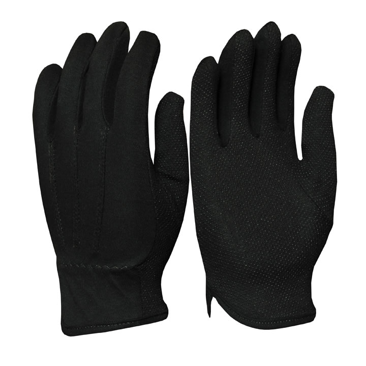 100% Cotton Interlock Black with PVC Dots & Ribs on Back fourchette size from 06-13