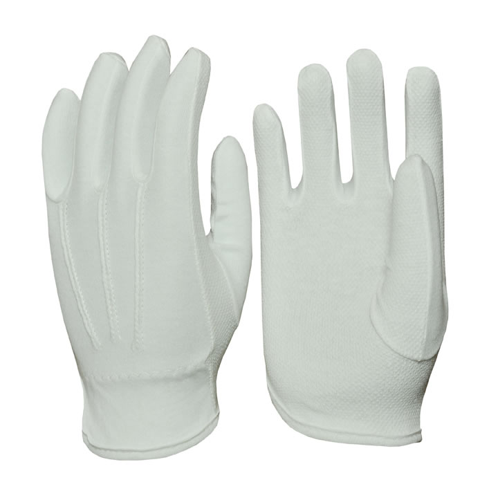 100% Cotton Interlock White with PVC Dots & Ribs on Back Fourchette size from 6-13