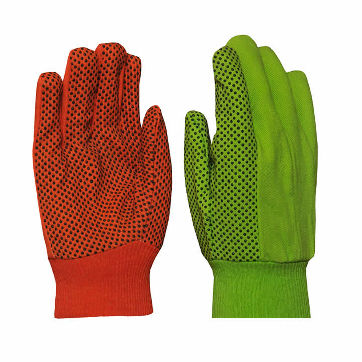 2006 Green & Orange 100% Cotton Drill with PVC Dots style with straing and wing thumbs 08oz, 10oz, 12oz, 14oz